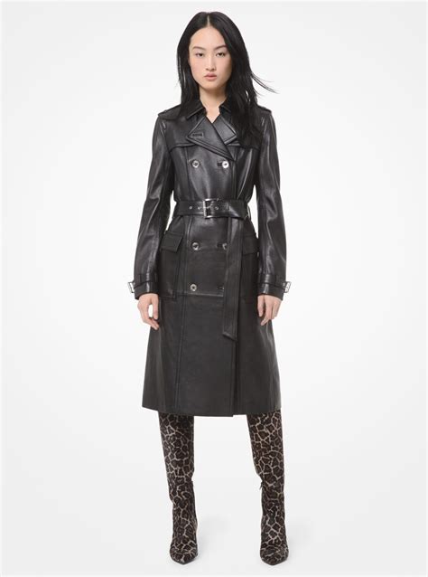 Michael Kors Trench Coat Black Patent Leather Raincoat